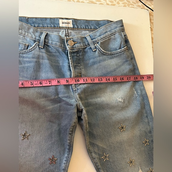Hudson Riley Crop Relaxed Distressed GrommetStar Straight ButtonFly Jean NWOT 27 - Picture 14 of 16